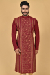 MAROON COTTON SLUB EXCLUSIVE HAND EMBROIDERED LONG KURTA