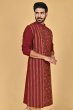 MAROON COTTON SLUB EXCLUSIVE HAND EMBROIDERED LONG KURTA