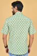 GREEN COTTON PRINTED HALF SHIRT