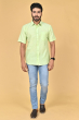 GREEN COTTON HALF SHIRT