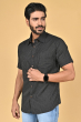 BLACK COTTON PRINTED HALF SHIRT