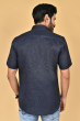 NAVY BLUE LINEN HALF SHIRT