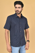 BLUE COTTON PRINTED HALF SHIRT