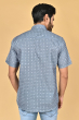 GREYISH BLUE COTTON PRINTED HALF SHIRT