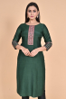 GREEN EMBROIDERED MUSLIN EXCLUSIVE LONG KAMEEZ