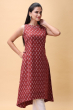 MAROON COTTON PRINTED LONG KAMEEZ