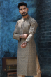 GREY JACQUARD WOVEN EXCLUSIVE LONG KURTA