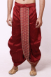 Maroon Ready to Wear Dupion Silk Dhoti