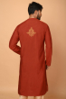 RUST COTTON SLUB EMBROIDERED LONG KURTA