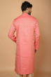 PEACH JAQUARD EMBROIDERED LONG KURTA