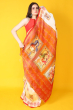 BEIGE PRINTED CHANDERI SAREE