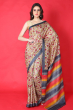 OFF WHITE PRINTED TUSSAR SAREE