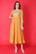 YELLOW MUSLIN EMBROIDERED EXCLUSIVE LONG DRESS