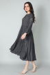 GREY RAYON EMBROIDERED EXCLUSIVE LONG DRESS