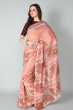 PEACH PRINTED CHANDERI SAREE