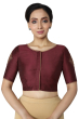 MAROON SEQUIN COTTON TUSSAR BLOUSE