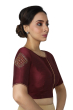 MAROON SEQUIN COTTON TUSSAR BLOUSE