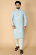 TURQUOISE COTTON LONG KURTA