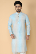 TURQUOISE COTTON LONG KURTA