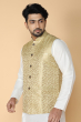 LIGHT GREEN JACQUARD WOVEN ETHNIC JACKET