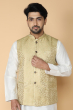 LIGHT GREEN JACQUARD WOVEN ETHNIC JACKET