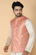 PINK JACQUARD WOVEN ETHNIC JACKET