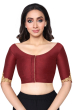 MAROON COTTON TUSSAR EXCLUSIVE EMBROIDERED BLOUSE