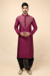 MAGENTA COTTON TUSSAR EMBROIDERED LONG KURTA