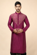 MAGENTA COTTON TUSSAR EMBROIDERED LONG KURTA