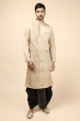 CREAM TUSSAR EMBROIDERED LONG KURTA