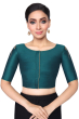 TEAL COTTON TUSSAR HAND EMBRIODERED BLOUSE