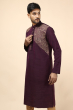 DARK PURPLE COTTON SLUB LONG KURTA