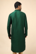 BOTTLE GREEN COTTON TUSSAR EMBROIDERED LONG KURTA