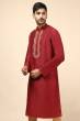 MAROON COTTON TUSSAR EMBROIDERED LONG KURTA