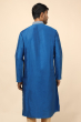 BLUE COTTON TUSSAR EMBROIDERED LONG KURTA