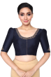 DARK BLUE COTTON TUSSAR EMBROIDERED EXCLUSIVE BLOUSE