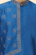 BLUE COTTON TUSSAR EMBROIDERED LONG KURTA