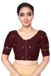 MAROON COTTON SLUB WOVEN BLOUSE