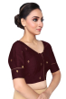 MAROON COTTON SLUB WOVEN BLOUSE