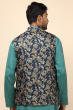 NAVY BLUE JACQUARD DIGITAL PRINTED ETHNIC JACKET