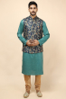 NAVY BLUE JACQUARD DIGITAL PRINTED ETHNIC JACKET