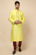 YELLOW JAQUARD LONG KURTA