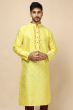 YELLOW JAQUARD LONG KURTA