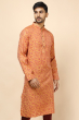  ORANGE JAQUARD LONG KURTA