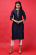 BLUE CHANDERI LONG KAMEEZ