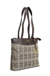 SIGNATURE CANVAS & GENUINE LEATHER BROWN LADIES BAG