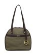 SIGNATURE CANVAS & GENUINE LEATHER KHAKI/BROWN LADIES BAG