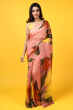 PEACH ORGANZA PRINTED SAREE