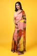 PEACH ORGANZA PRINTED SAREE