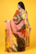 PEACH ORGANZA PRINTED SAREE